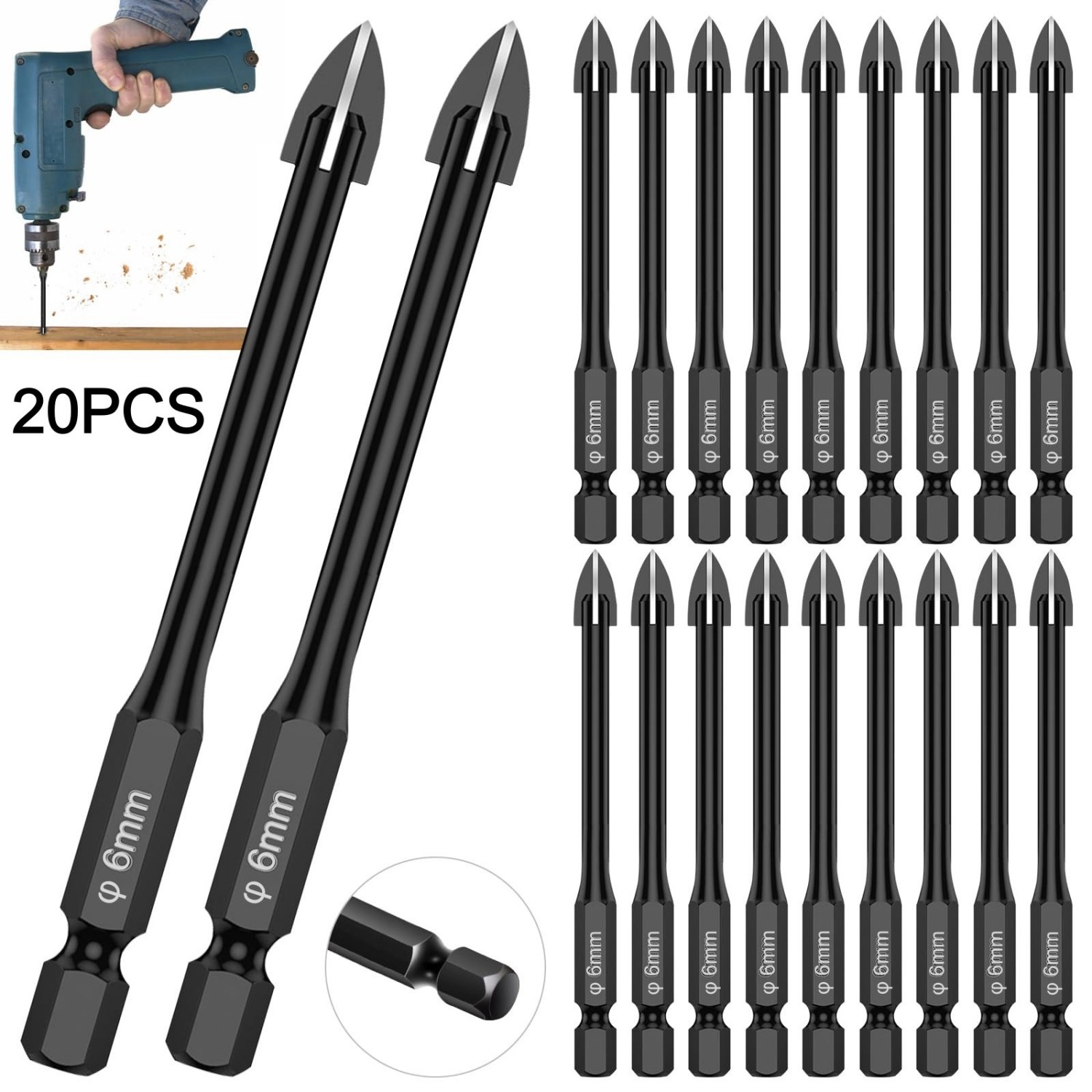 Power Tools Kobalt - 20Pcs Glass Concrete Drill Bit Set