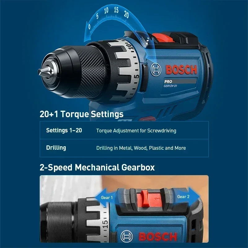 BOSCH GSR12V-31 Cordless Elect - đánh giá và giá Kit Power Tools